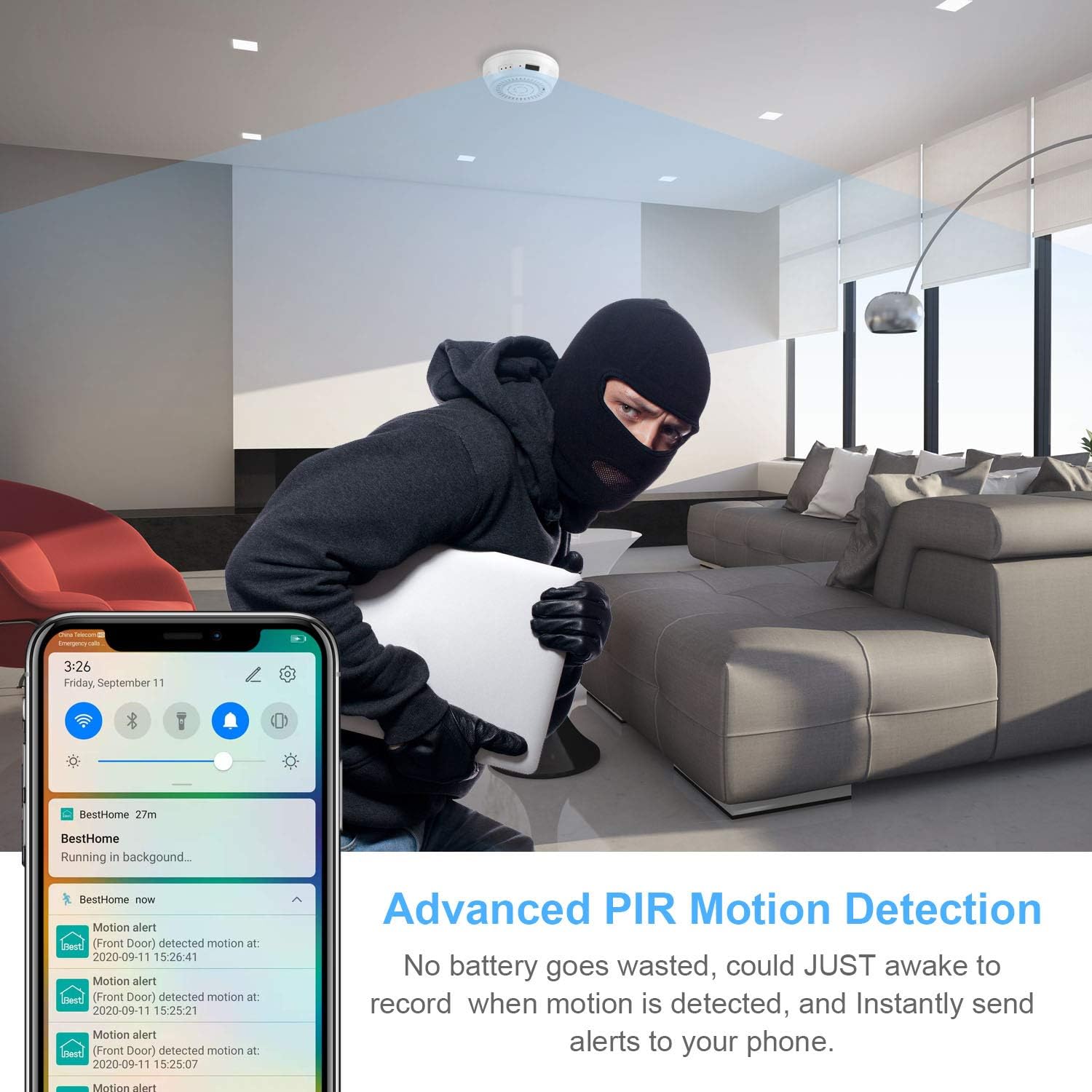 Rеvіеw Hidden Camera Smoke Detector WiFi - Nanny Cams Wireless with Cell Phone App - 180 Days Battery Power, Night Vision, Motion Detection, Sideways Lens for Indoor