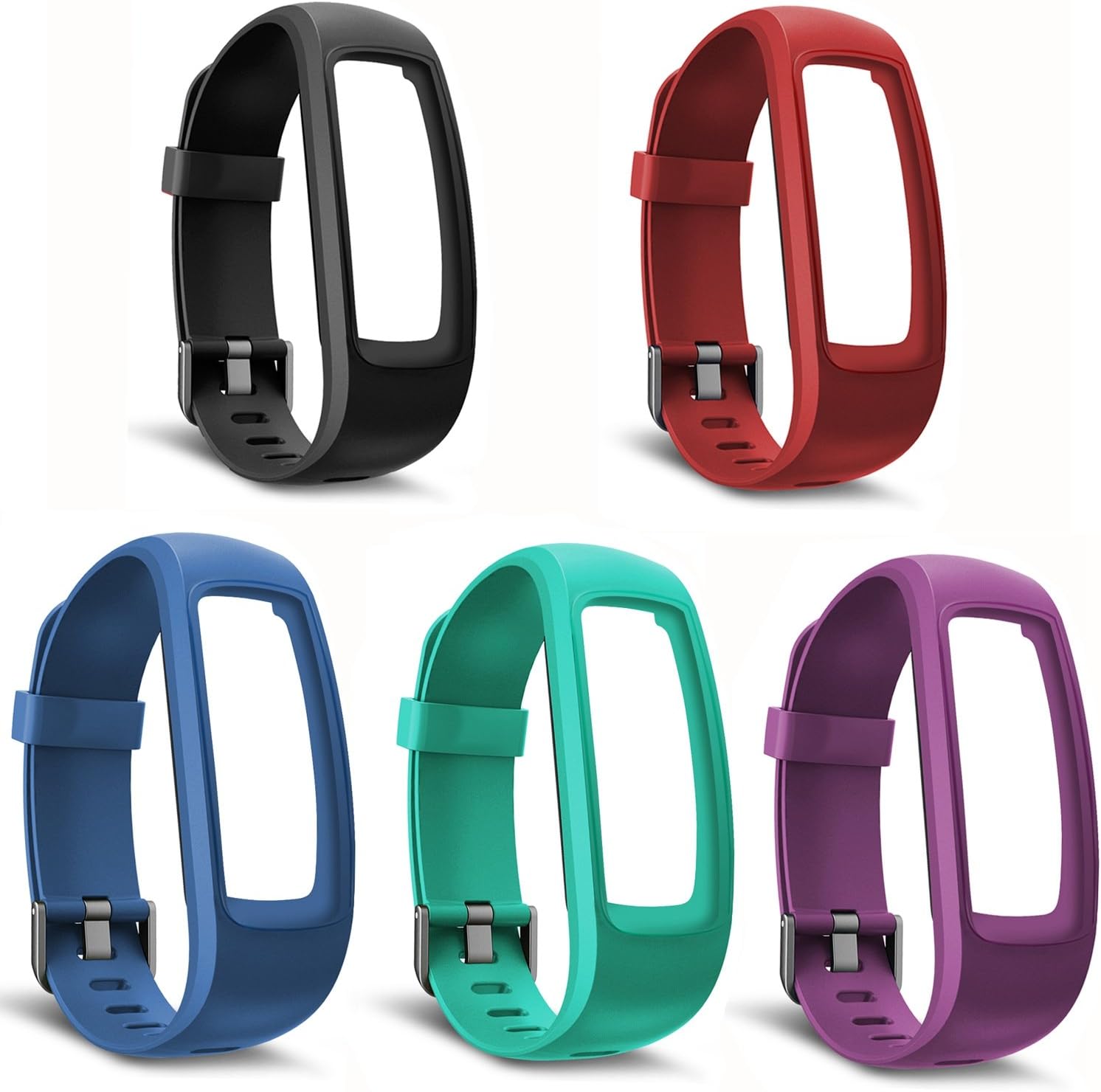 AUSUN Fitness Tracker Interchangeable Band Sports Watch Replacement Strap Set for 107HR PLS, 5 Pcs/Set, TPE Waterproof
