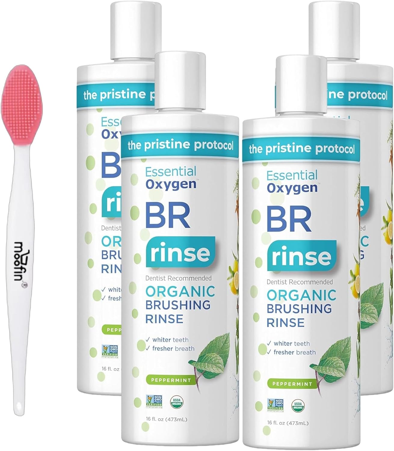 16oz Certified BR Organic Peppermint Mouthwash, Alcohol-Free Low Tox