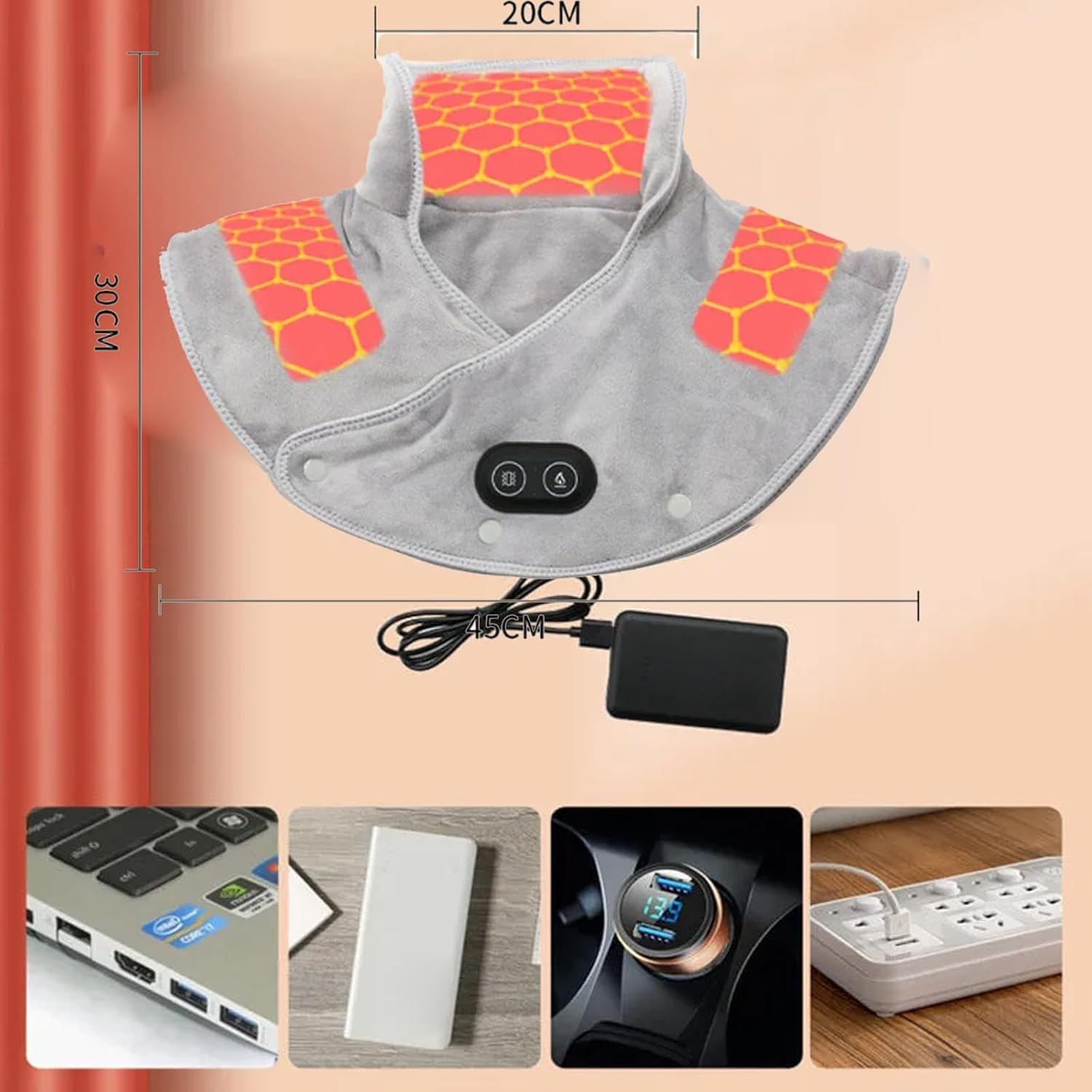 Almohadilla térmica para Cuello y Hombros, 3 Niveles de Calor y 3 ajustes de Tiempo, Calentamiento rápido, Ideal para Mujeres, Hombres y familias (Morado)