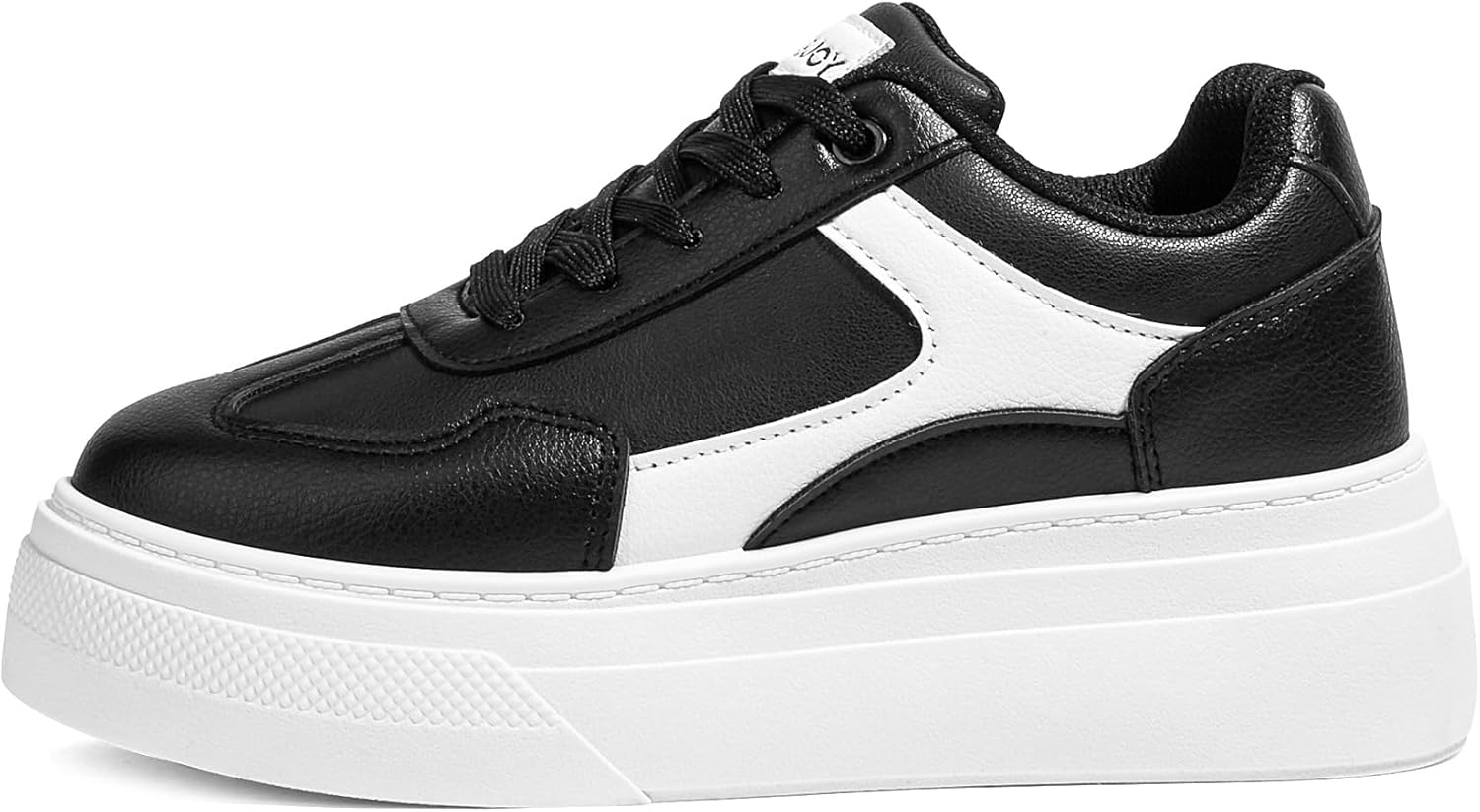 Women's White Platform Sneakers - Chunky Sole, Non-Slip Low Top Casual Shoes for Streetwear & Everyday Wear, Comfortable Walking Sneakers