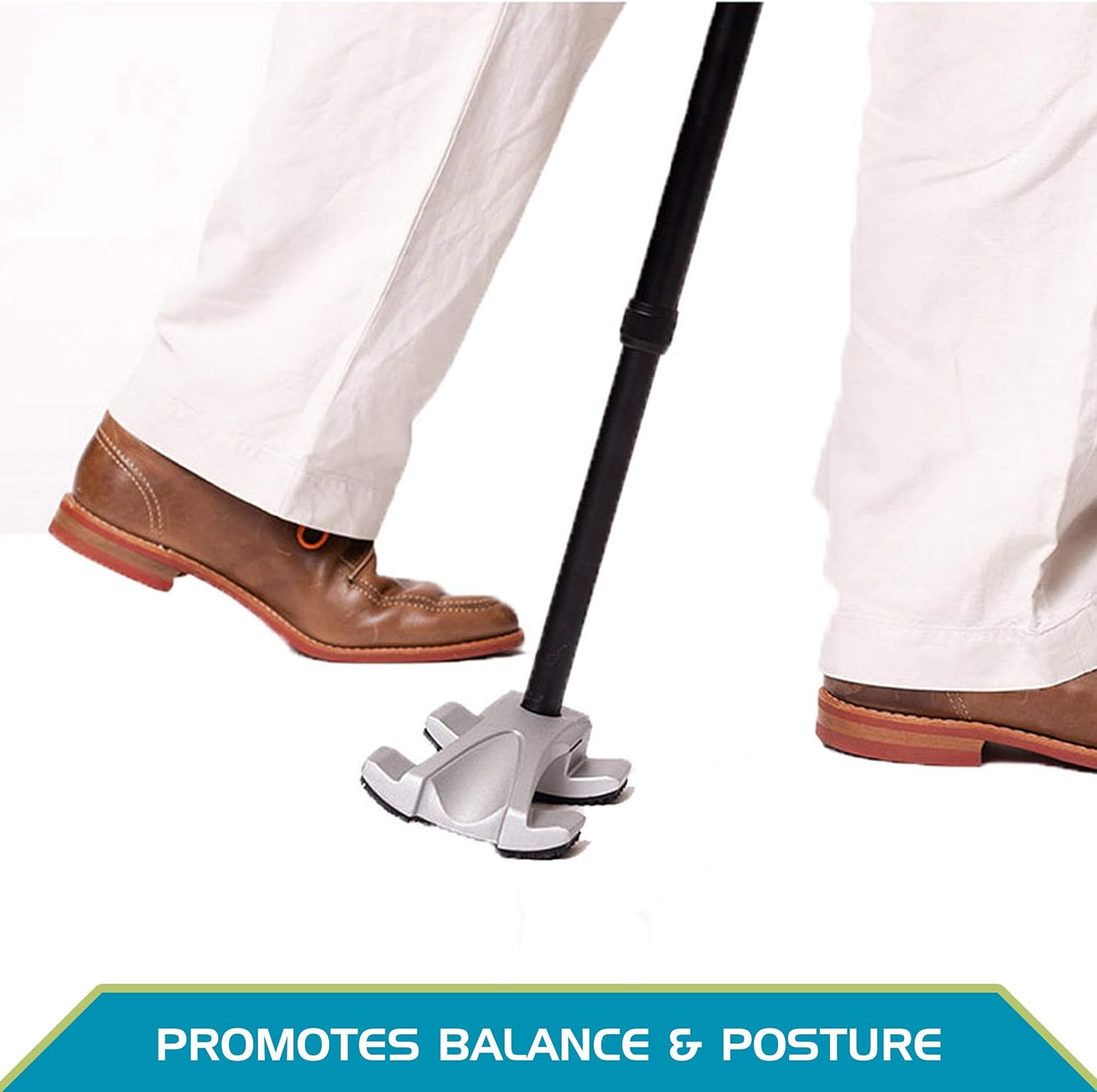 Able Life Universal Tru-Stride Quad Cane Tip, Self Standing Curved Rubber Base Attachment Tip for 3/4-Inch Canes and Walking Sticks, All Terrain Grip Replacement Feet Accessory, Non-Slip Traction