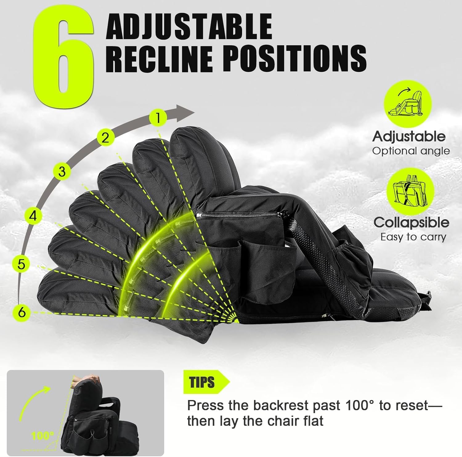 Dual-Zone Heated Stadium Seats with Back Support, 3 Heat Settings Bleacher Seat, Extra Thick Padded Cushion, 6 Adjustable Angle, Lumbar Pillow & Cup Holder, Stadium Chair for Sports Events