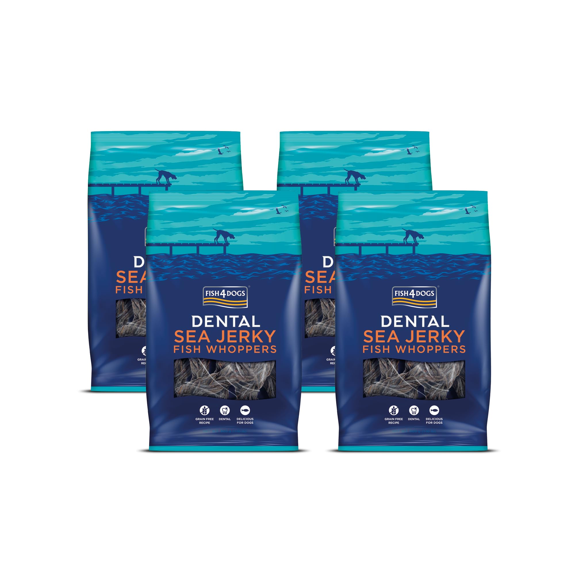 Fish4Dogs Sea Jerky Whoppers | Low Calorie, Hypoallergenic Dog Treat | Baked Fish Treat for Dogs | Natural, Dental Treat | Fish Skin Treat for Large Dogs (2kg)