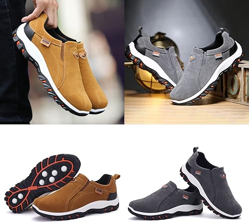 Vista 3 de Keilinia Zapatos de senderismo impermeables de gamuza para hombre, para exteriores, ligeros, cómodos, con soporte de arco bajo, antideslizantes