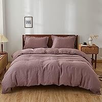 Vista 24 de Simple&Opulence - Juego de funda de edredón hecha al 100 % de lino, lino francés lavado, 3 unidades, ropa de cama unicolor, estilo básico, funda