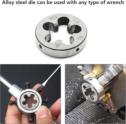 Miniatura 6 de M20 x 1,5 rosca métrica derecha muere para roscado, rosca de 0.787 in y paso de 0.059 in, acero de aleación