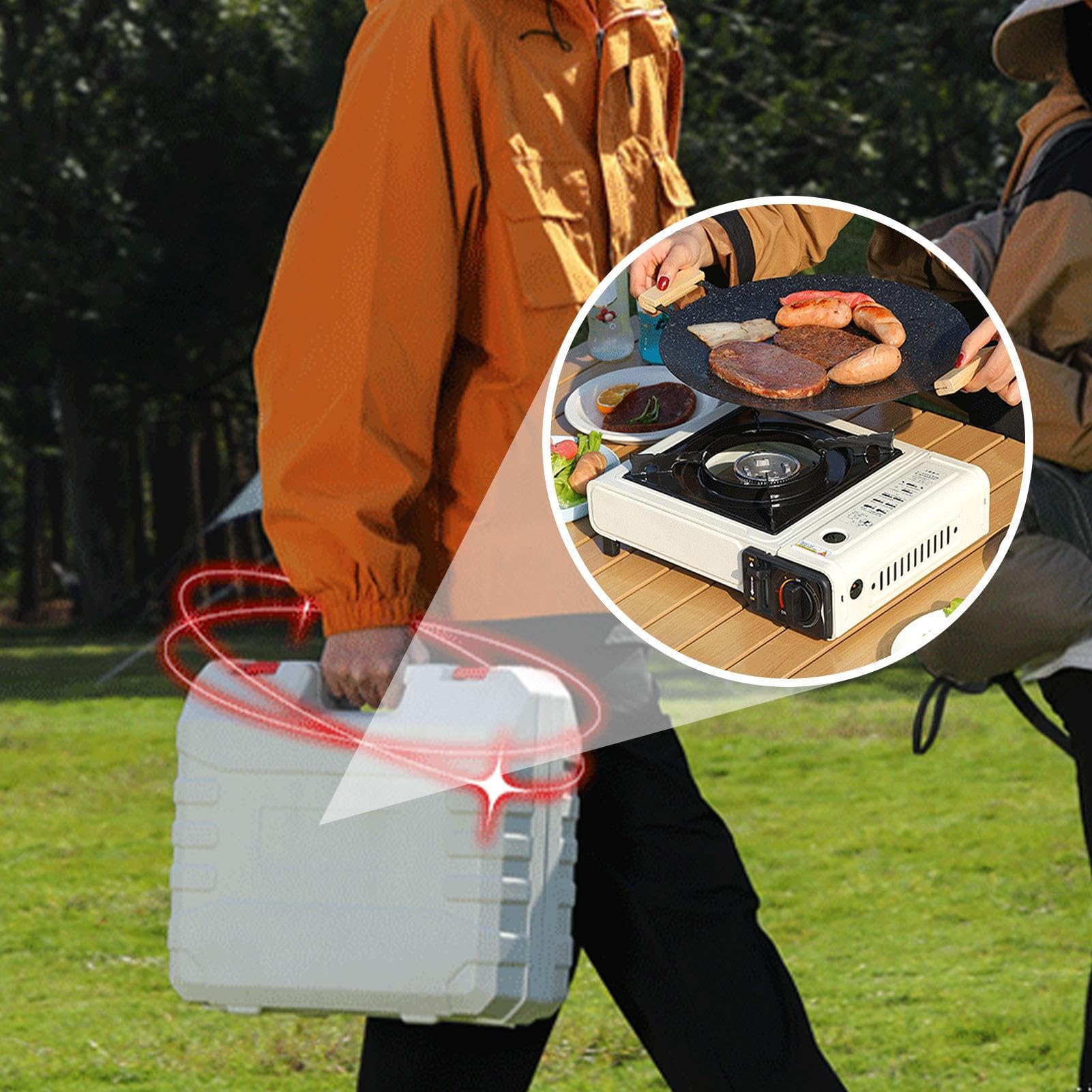Fornello Da Campeggio Portatile Griglia da Campeggio Portatile | Riscaldatore di Sopravvivenza Leggero e Compatto con Distribuzione Termica Uniforme per Cucinare all'Aperto, Escursionismo,