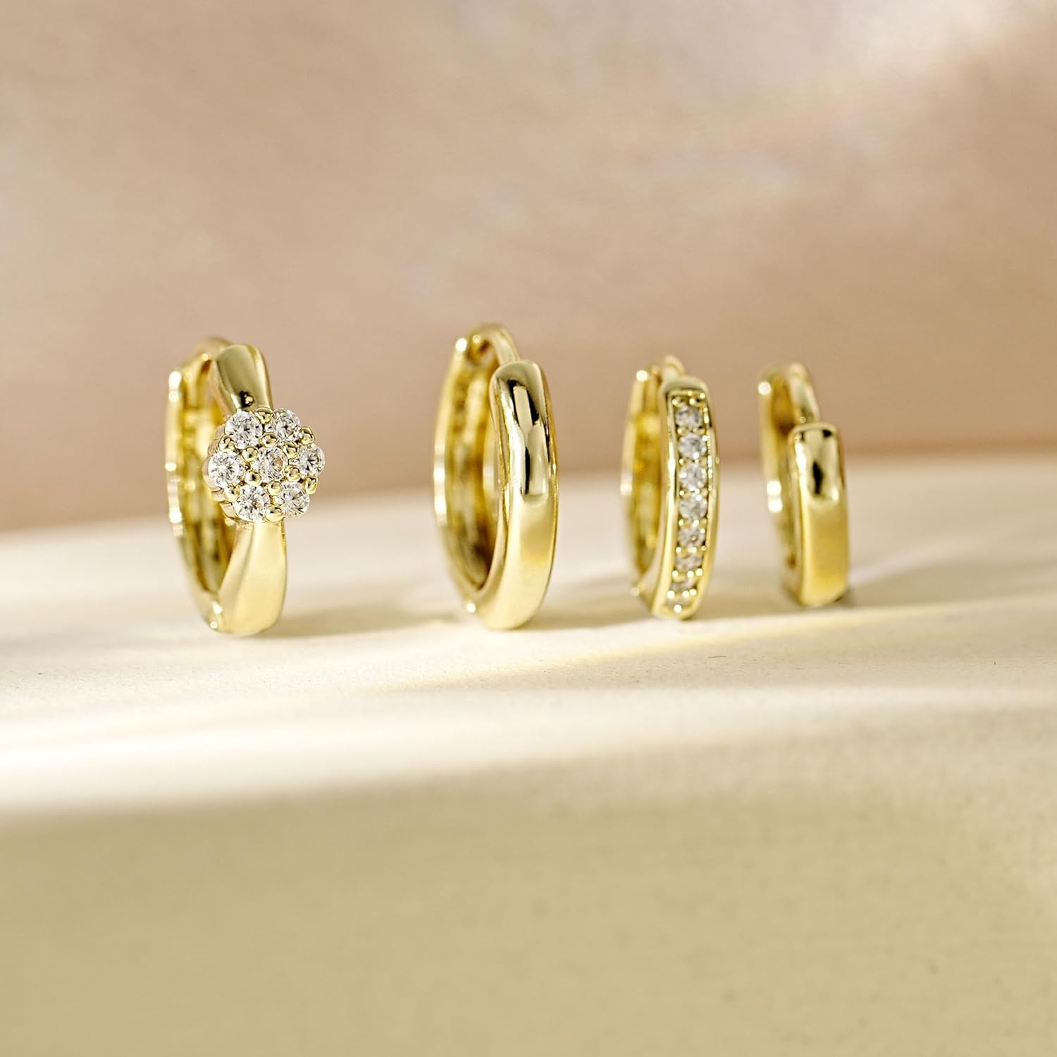 4Pairs Statement Gold Hoop Earrings for Women Trendy,Surgical Steel Gold Plated Hoop Hypoallergenic Earrings Set,Titanium Hoops Earring Stacks,CZ Cartilage Huggie Hoops Earring Gifts for Girlfriend - Image 6