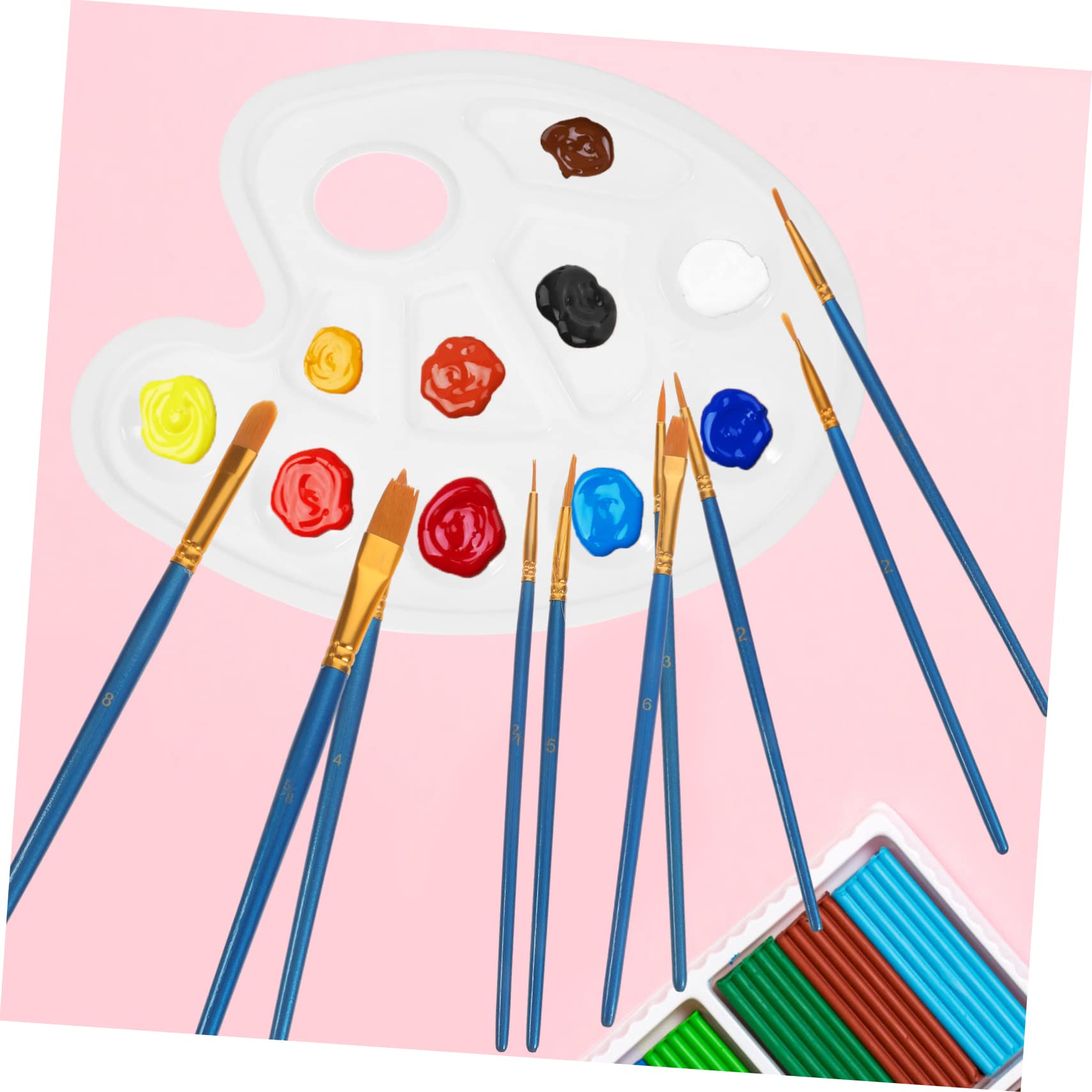 NUOBESTY 5ensembles Set De Pinceaux Aquarelle Et Palette Multi-Fonctions pour Peinture avec Poignées Ergonomiques pour Adultes