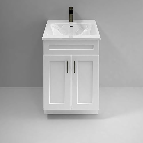 Miniatura 7 de Mueble de baño con base de lavabo blanco listo para montar, 24 pulgadas de ancho