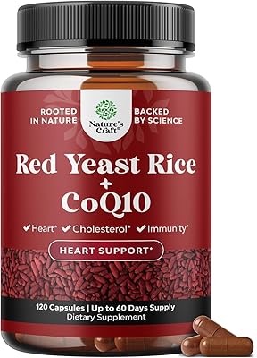 Red Yeast Rice with CoQ10 Supplement - Advanced Healthy Heart & Healthy Cholesterol Levels Formula for Men & Women - Extra Strength Capsule with Red Yeast Rice 1200 mg Capsules with CoQ10 - 120 Count