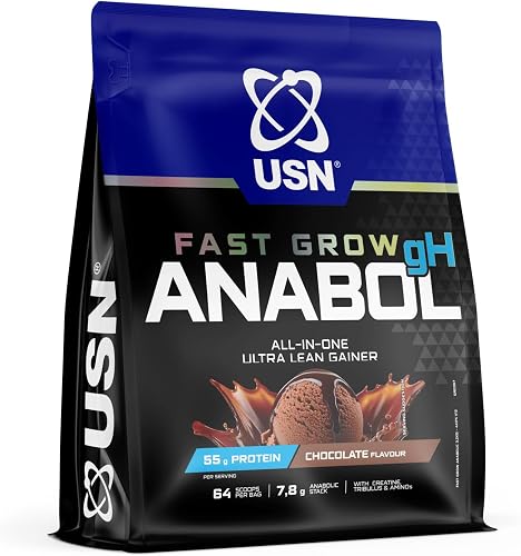 USN Fast Grow Anabolic GH Chocolate Flavour Lean Mass Gainer 3.2 Kg (Packing May Vary)