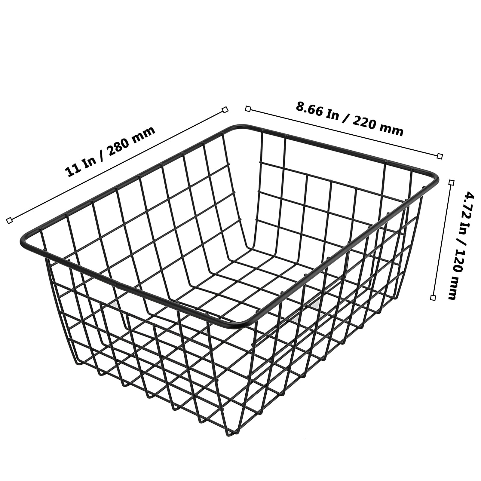 Set di 4 cestini da parete in filo metallico per cucina e bagno