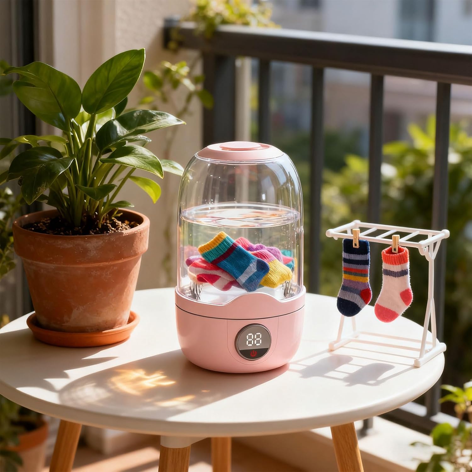 1.1L Underwear Washing Machine Rechargeable Small Portable Machine Underwear Clothes Lightweight for Apartment Space Saving Portable Laundry Device
