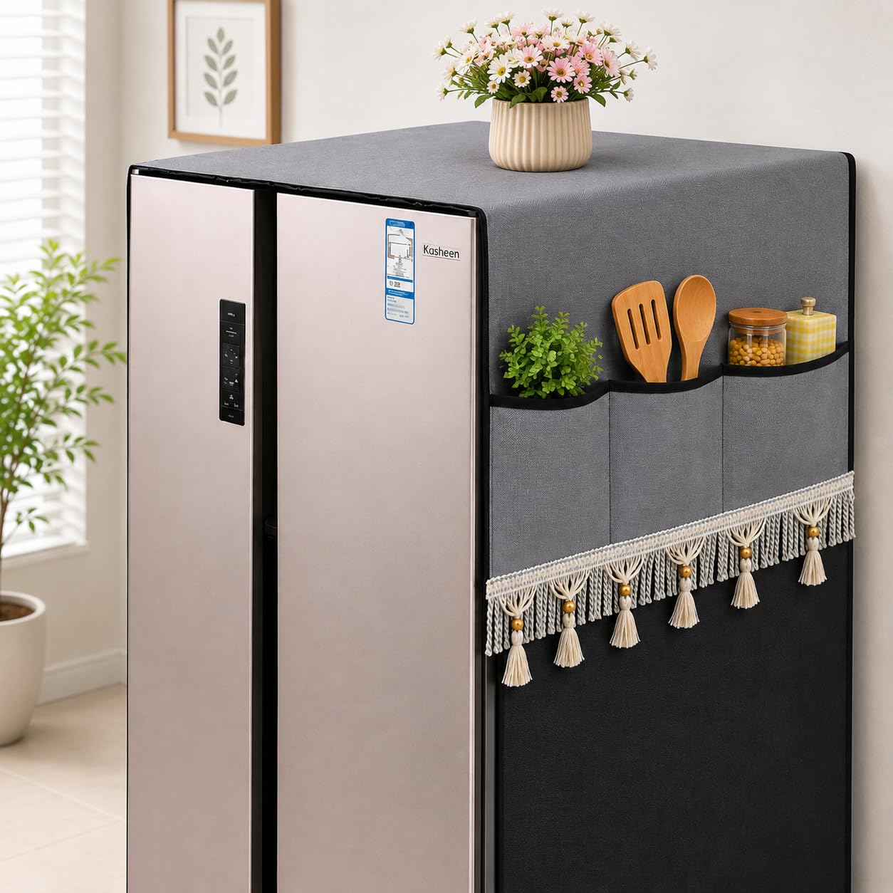 Fridge Cover with Pockets - Stylish & Protective -1
