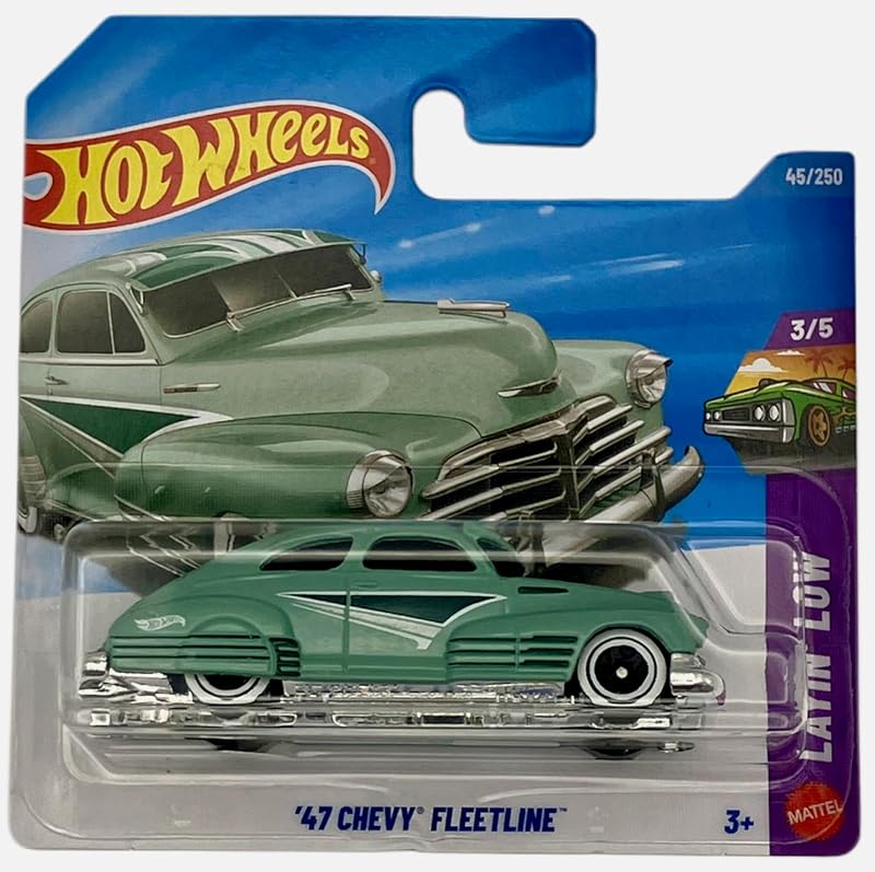 47 Chevy Fleetline - Turquoise Lowrider Custom - Layin' Low 3/5 - 46/250 - JJJ16 - General Motors License - Mattel 2026-1:64 Model Car
