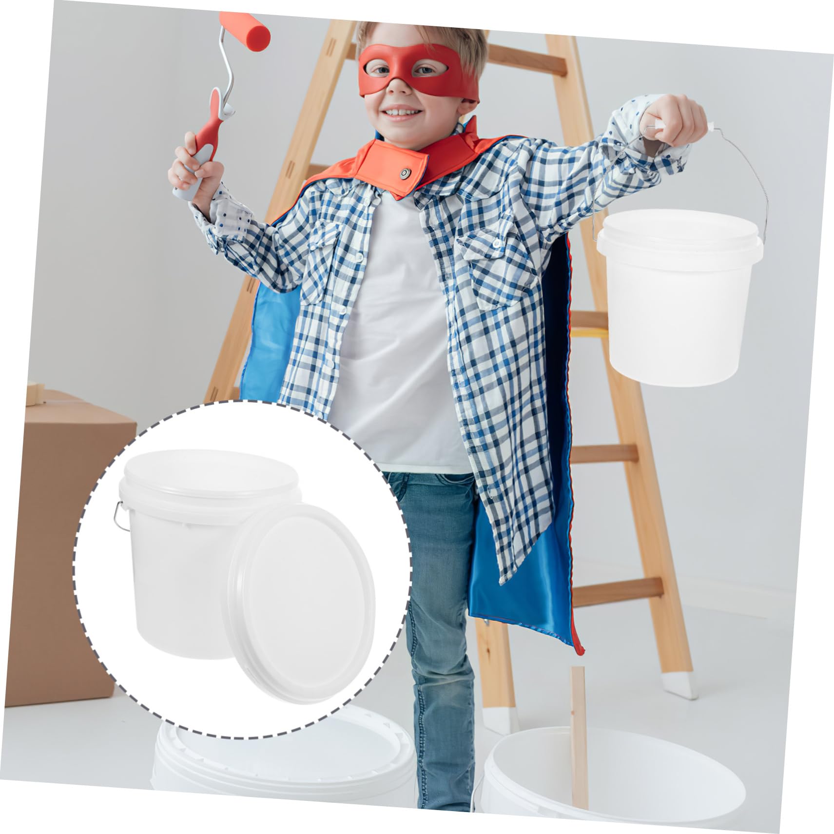 Tofficu Cubo de Almacenamiento Hermético Asa Pintura Uso Industrial y Jardinería Resistente y Durable Cubeta Vacía y Práctica