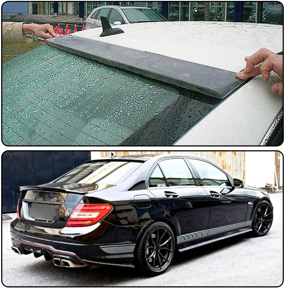 Rear Window Roof Spoiler for Mercedes Benz C Class W204 Sedan 2007-2014 Grey Color PU C180 C200 C230 C250 C280 C300 C350 C63 AMG Upper Roof Spoiler Rear Boot Lid Wing Lip