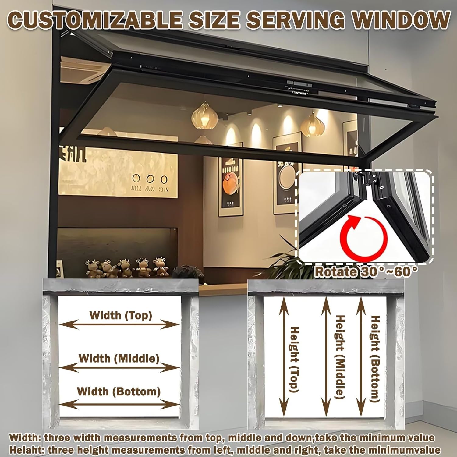 Folding Food Truck Sliding Window 40X50in, Aluminum Mobile Home Window with Handle Lock, Flush Mount Concession Replacement Service Window Black for Coffee Shop Kitchen