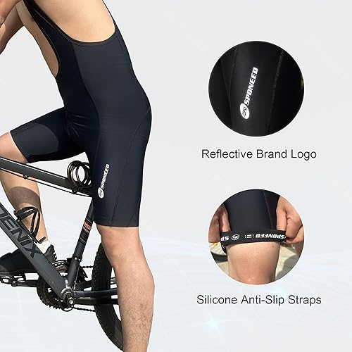 Miniatura 6 de sponeed Pantalones cortos de ciclismo para hombre, pantalones cortos acolchados transpirables con protección UPF 50+