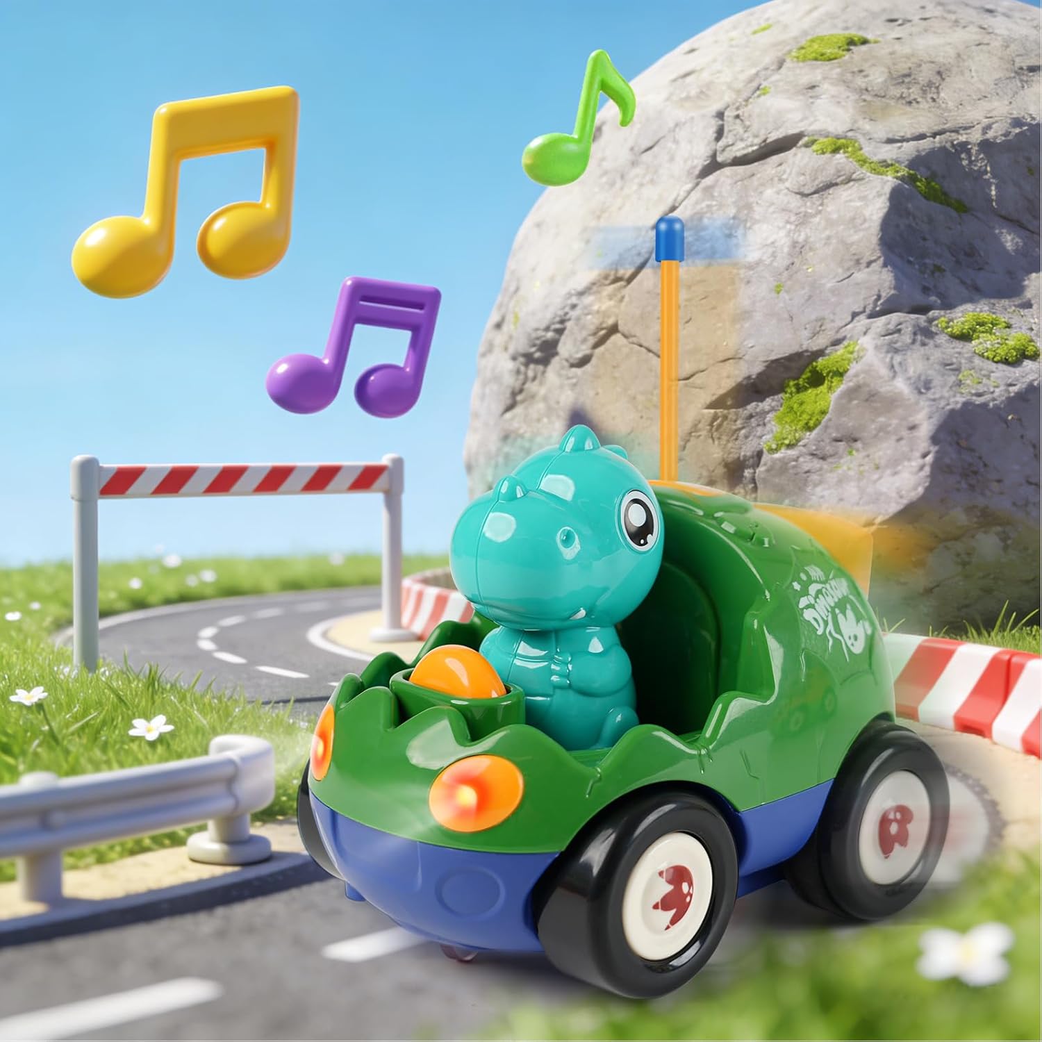 Remote Control Dinosaur Car for Kids - Dino RC Car Toys for Toddler Ages 18+ Months with Lights and Music, Birthday Gifts for Boys Ages 2 3 4 5 Years Old