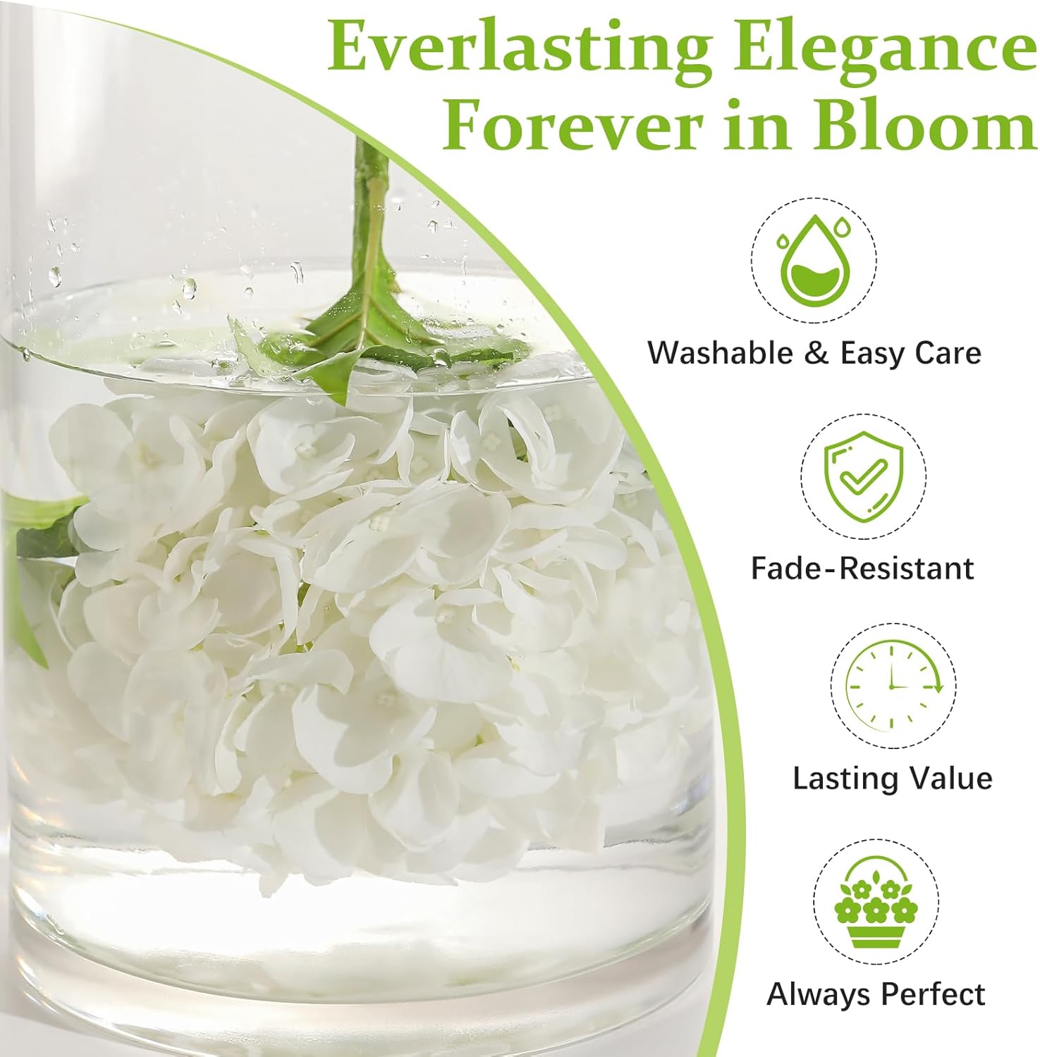 Veryhome White Hydrangea Artificial Flowers - 3Pcs 22.44In Large Faux Hydrangea Flowers, Latex Real Touch Flowers Fake Hydrangeas for Home Decor Wedding Party Centerpieces Floral Arrangements - Image 5