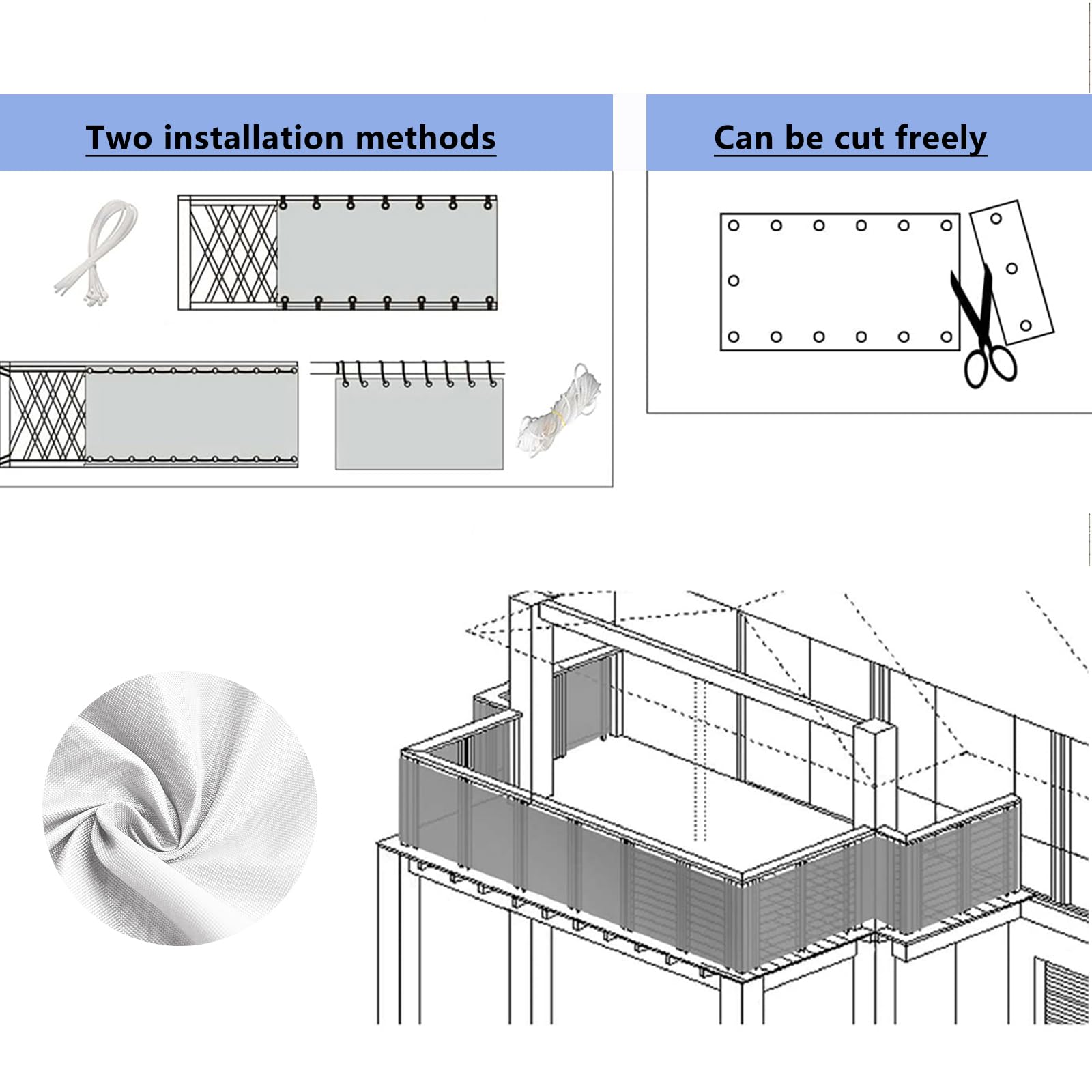 na balkon 80 x 300 cm zewnętrzna tkanina poliestrowa osłona balustrady matowa h ochrona balkonowa idealna na grudniowe patio i ogrodzenia biała