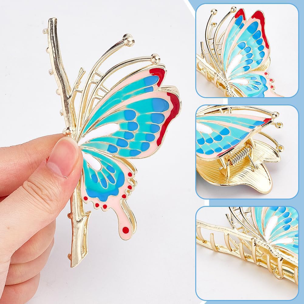 WADORN 8 pièce Ensemble de Pinces à Cheveux en Métal de Fleur, Grande Épingle à Cheveux Tendance Antidérapante avec Fixation Solide Motif Tulipe Papillon Lys Orchidées Pinces pour Cheveux Mi Épais