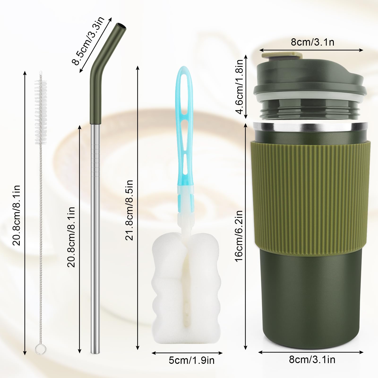 CS COSDDI Kubek termiczny, kubek do kawy na wynos, 450 ml, szczelny, podróżny kubek z pokrywką, kubek do kawy na wynos, kubek podróżny do herbaty, kawy, gorącej wody, kawy