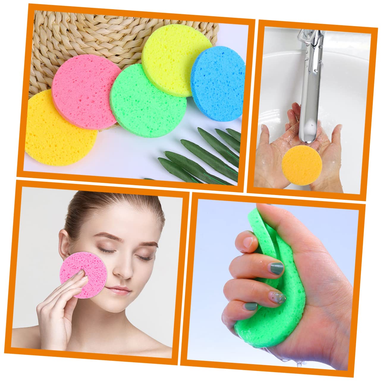 DOITOOL 150pezzi Spugne Per Detersione Viso Cellulosa Spugnette Colorate Per Rimozione Trucco e Pulizia Facciale Per Uso Quotidiano Spessore