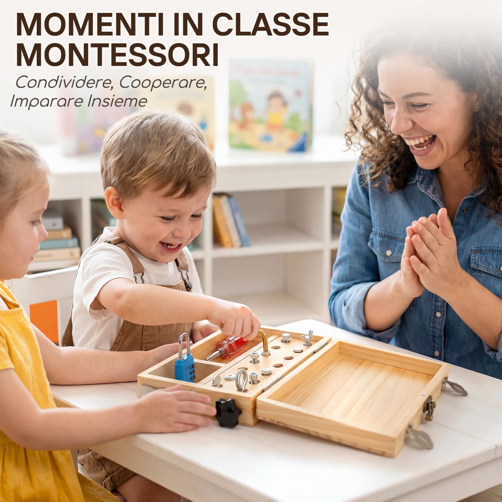Lehoo Castle Montessori Attrezzi Giochi Bambini Giochi 3 Anni, Cacciavite Giocattoli da Viaggio Busy Board in Legno con Serratura e Chiave Giocattoli Educativi 3 4 5 Anni