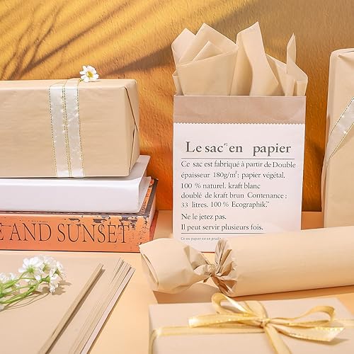 Miniatura 5 de Whaline 100 hojas de papel de seda bronceado del desierto, papel de regalo marrón pastel, papel de regalo de color sólido a granel, papel de seda