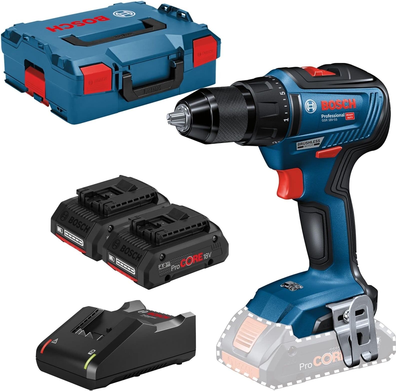 Bosch 18v Akku Grün Und Blau Kompatibel Bosch Professional 18V System Akku Bohrschrauber GSR 18V-55 (max