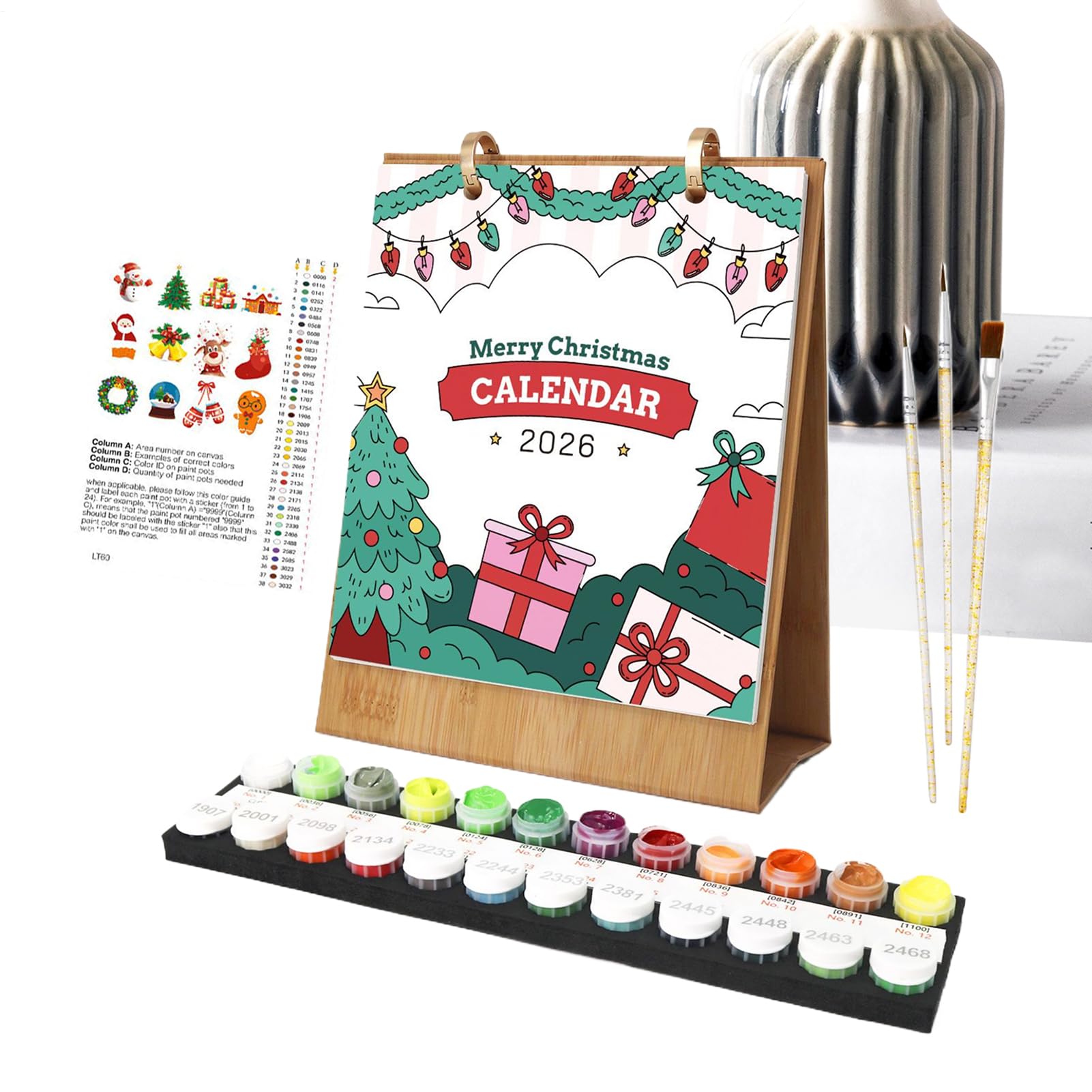 Fuuxtci Calendario 'Avvento 2026-2026, calendario 'Avvento da tavolo | per il fai da te, per la decorazione di bambini, adolescenti, insegnanti, famiglia, casa