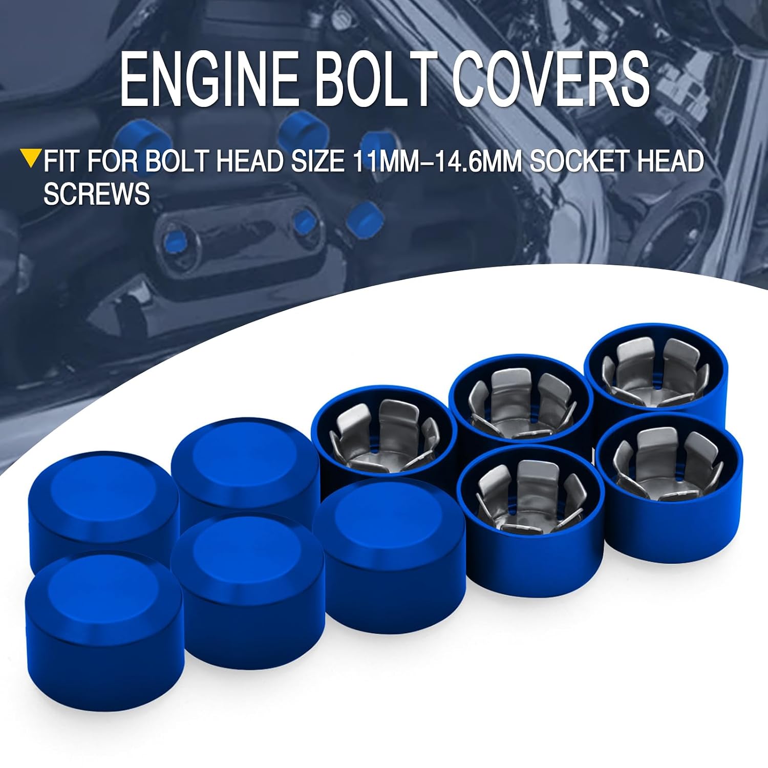 Bolt Covers Caps Engine Bolt Topper Cap Fit for Harley Twin Cam Touring Road King Street Glide Road Glide Dyna Softail FXBB Sportster 883 Trike (Blue, 11mm-14.6mm)