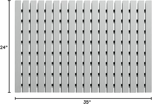 Miniatura 10 de Alfombrillas cuadradas suaves y antideslizantes, 12 piezas de 8.66 pulgadas entrelazadas, tapete sensorial grande para baño con agujero, tapete