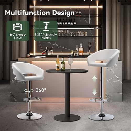 Miniatura 3 de Taburete de bar giratorio ajustable con brazos, respaldo hueco y reposapiés, modernos taburetes de altura de mostrador de piel sintética, silla de