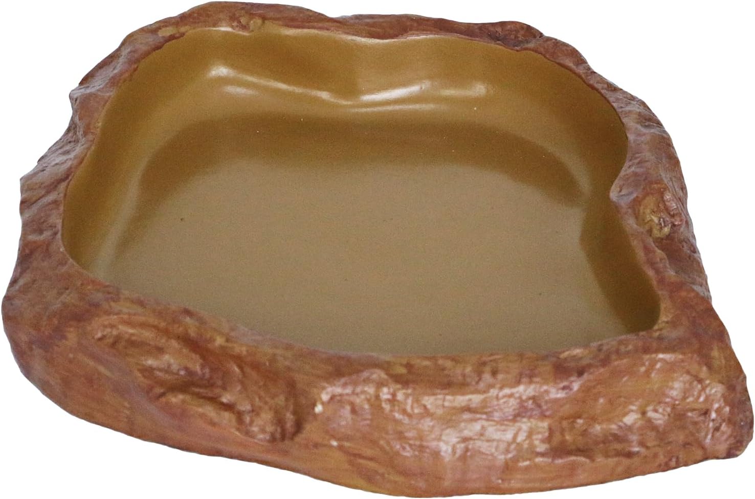Reptile Feeding Dish Corner Bowl,Reptile Rock Food/Water Dish for Reptiles,Amphibians,Bearded Dragon,Lizard,Frog,Gecko,Tortoise,Hermit Crab and Other Little Critters, Water Resin Dish