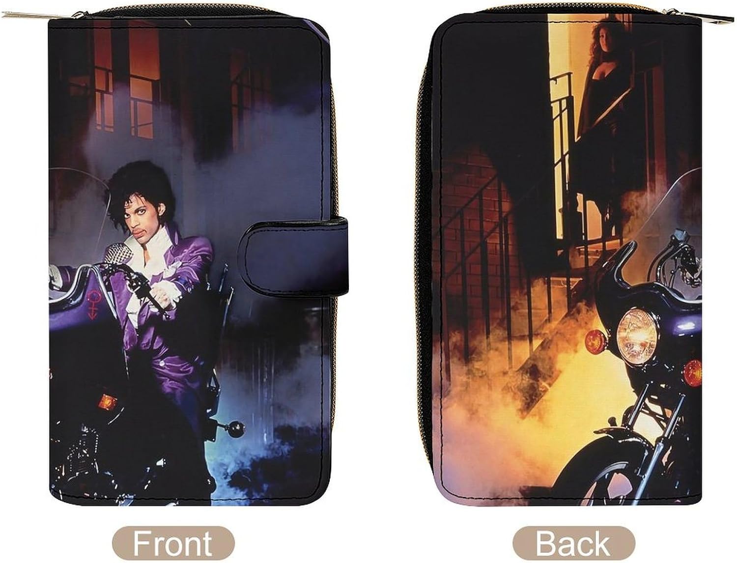 Wallets for Women RFID Blocking Leather Credit Card Holder Clutch Graphic Funny for Punk Purple Music Prince Rain
