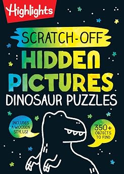 Scratch-Off Hidden Pictures Dinosaur Puzzles Scratch-Off Hidden Pictures Dinosaur Puzzles Highlights Scratch-Off Activity Books 64-Page Dinosaur Activity Book with Scratch Art for Kids