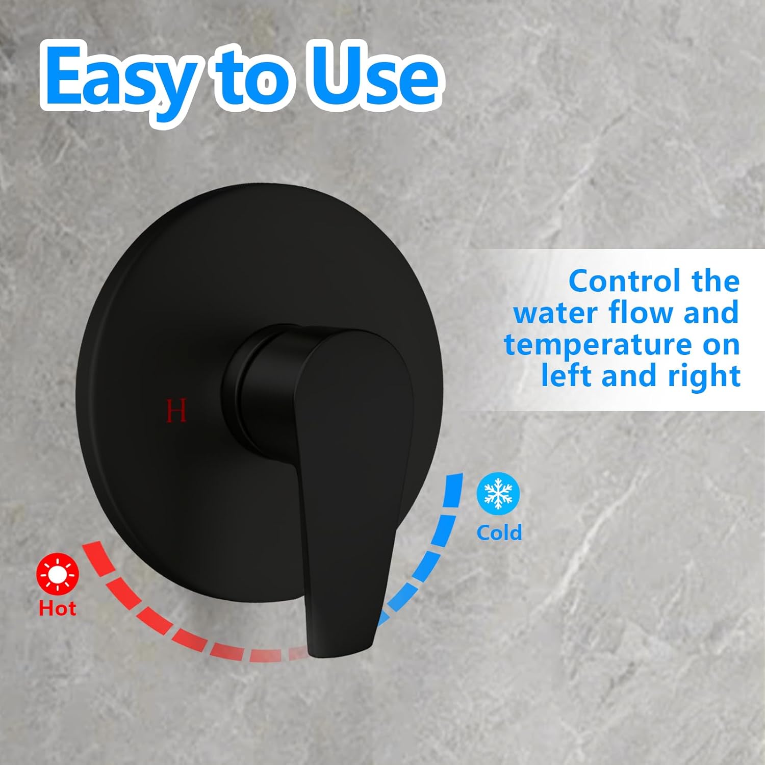 Solid Brass Single Function Pressure Balancing Valve Concealed Installation Round Shower Diverter Valve Wall Mount (Matte Black)