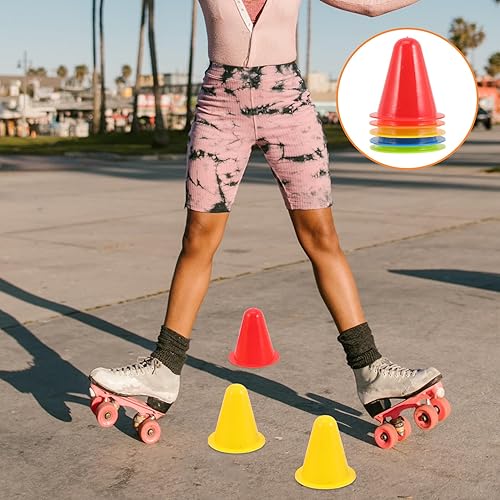 Miniatura 3 de Luxshiny 25 piezas a prueba de viento pequeños conos de marcador deportivo para patinaje agilidad entrenamiento de plástico inferior plano estable