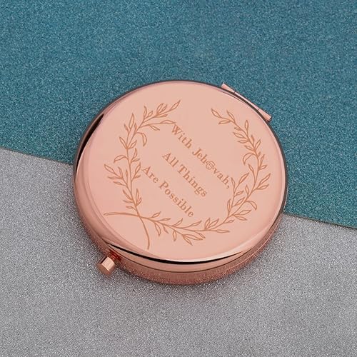 Miniatura 4 de MAOFAED Regalo de testigo de Jehová con Jehová All Things are Possible Espejo compacto JW Regalo cristiano con espejo de Jehová RG