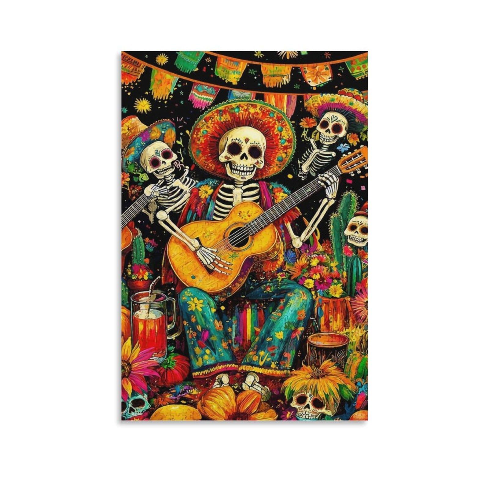 DHBANEIOK Day of The Dead Art Wall Decor Poster Giclee Canvas Prints Modern Canvas Wall Art Picture Wall Hanging for Office Gym Living Room Decor 20x30inch(50x75cm)