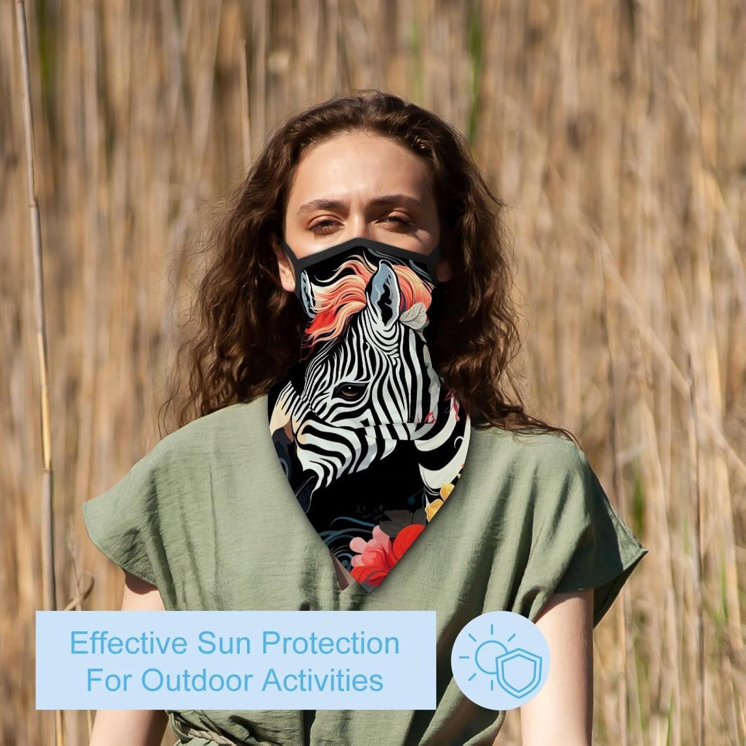 4 Pieces Zebra Neck Gaiter Face Cover for Sun Protection UPF 50+ UV Face Mask Reflective for Men Women Fishing Cycling Hiking