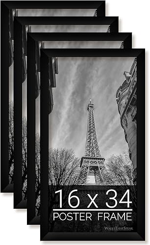 Marco de fotos negro de 16 x 34 pulgadas para rompecabezas, pósters, fotos u obras de arte, juego de 4