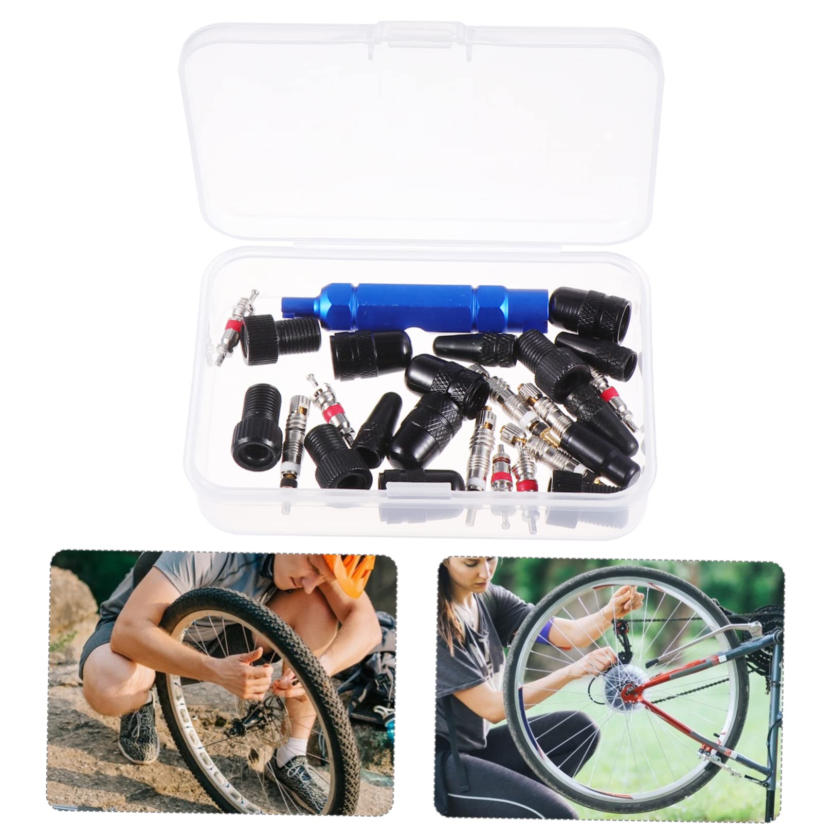 ibasenice Stängel Kappen Ventil Kern Fahrrad Reparatur Werkzeug Entfernung Luft Ändern Reifenkappe Reifenstamm Stielabdeckung Fahrradadapter Radstamm Aluminiumlegierung Schwarz