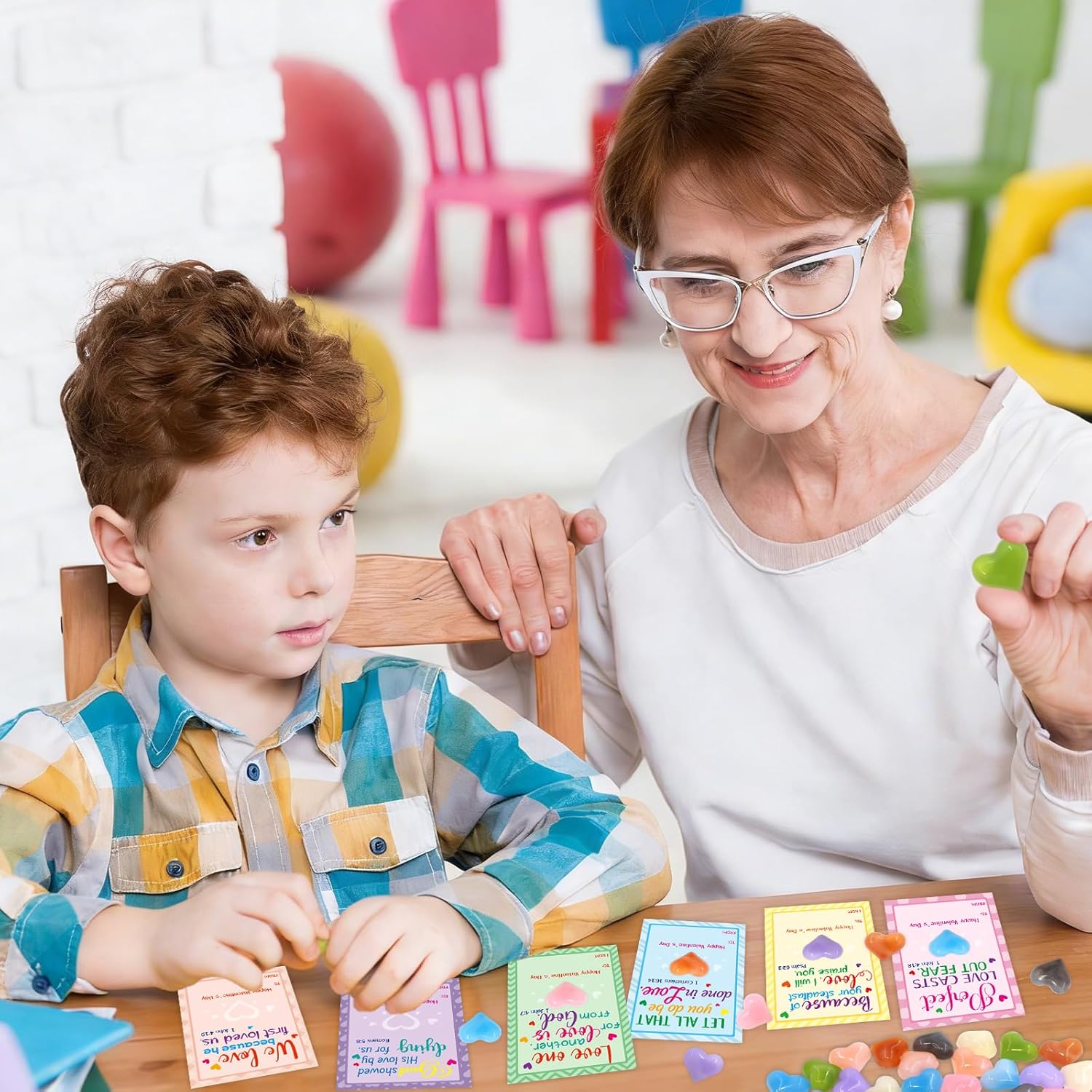 Ceiba Tree 24 Pack Christian Valentine's Day Cards Valentines Day Gifts for Kids with Heart Shape Crystals Religious Valentine Bible Verse Greeting Cards for Boys Girls Toddlers Goodie Bag Filler Classroom Exchange Party Favors - Image 3