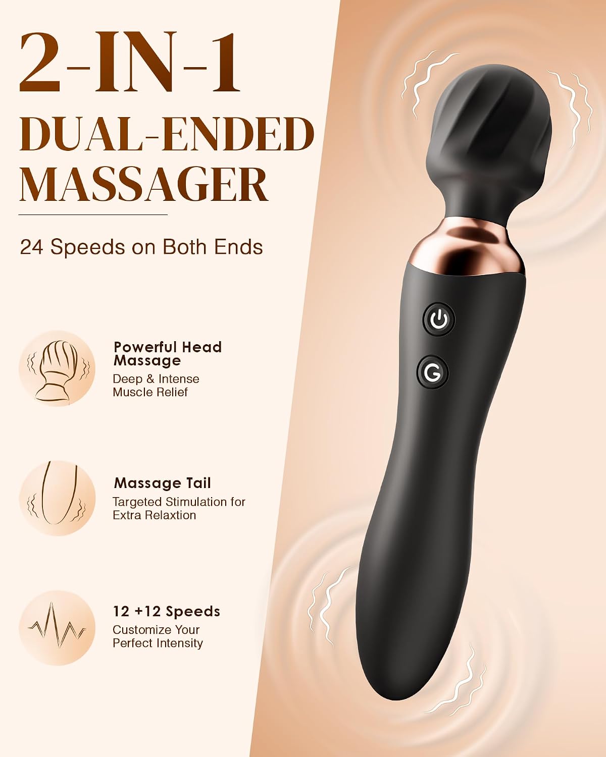 MOOLIGIRL Dual-Ended Vibrator Handheld Massager, Adult Tool for Women